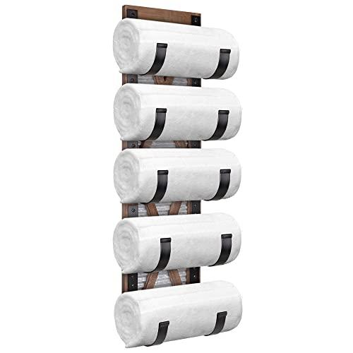 Autumn Alley Farmhouse Towel Rack – Wall Mounted Shiplap Design, Distressed White Wood & Black Metal Rod - View #6